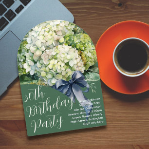 Birthday Party Green Hydrangea Flowers Invitation