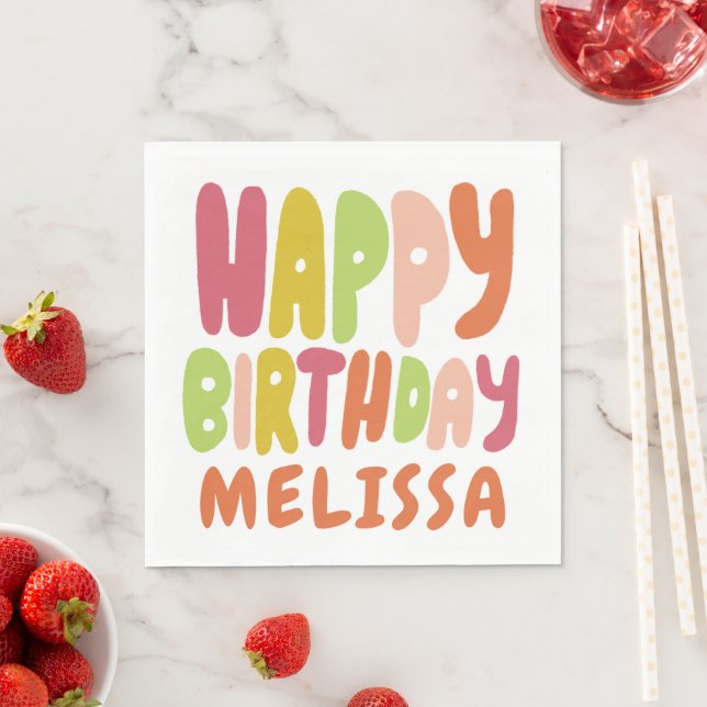 BIRTHDAY PARTY Groovy COLORFUL CUSTOM  Napkins (Insitu)