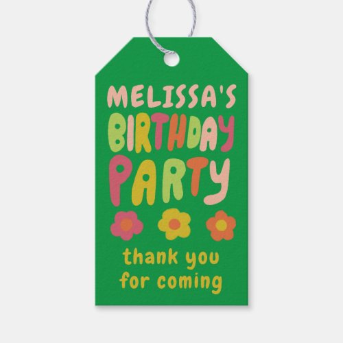 BIRTHDAY PARTY Groovy Handlettered COLORFUL CUSTOM Gift Tags