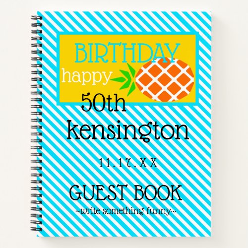 Birthday Party Guest Book Pineapple With Age 