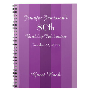 Birthday Party Guest Book Purple Spiral Notebook