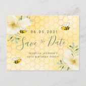 Birthday party happy bumble bees save the date postcard (Front)