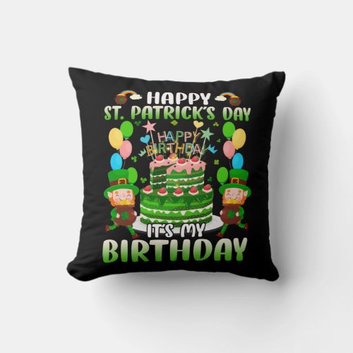 Birthday Party Happy St Patricks Day Throw Pillow