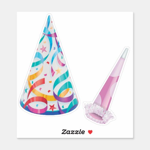 Birthday Party Hat and Horn Sticker