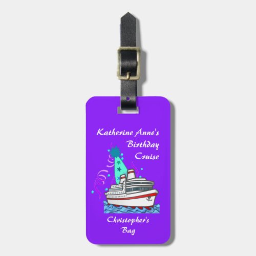 Birthday Party Hat Cruise Luggage Tag