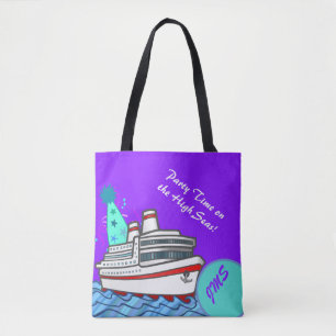 Birthday Party Hat Custom Monogrammed Cruise Tote Bag