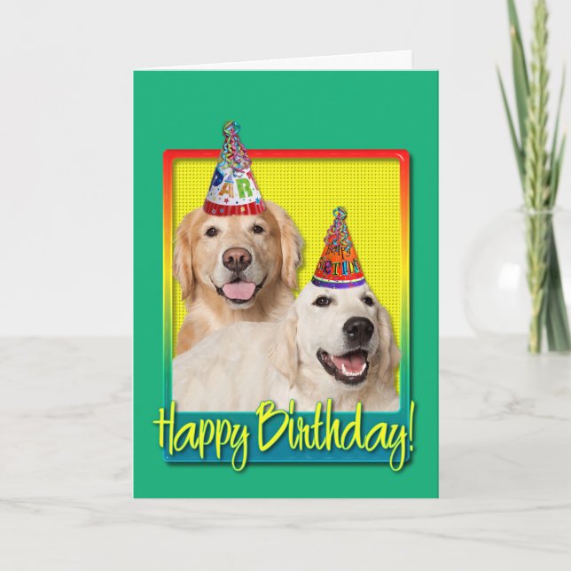 Birthday Party Hat - Golden Retriever Tebow Corona Card (Front)
