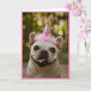 Birthday Party Hat Pug Dog Personalize Name Card