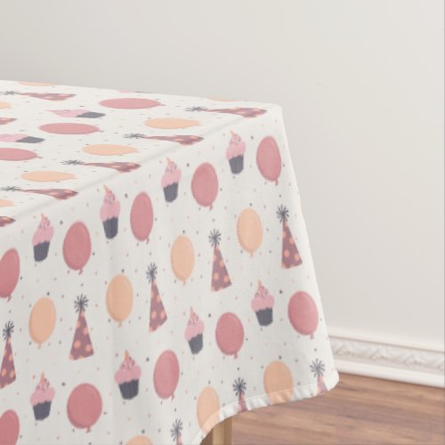 Birthday Party hats balloons cupcake muted tones Tablecloth