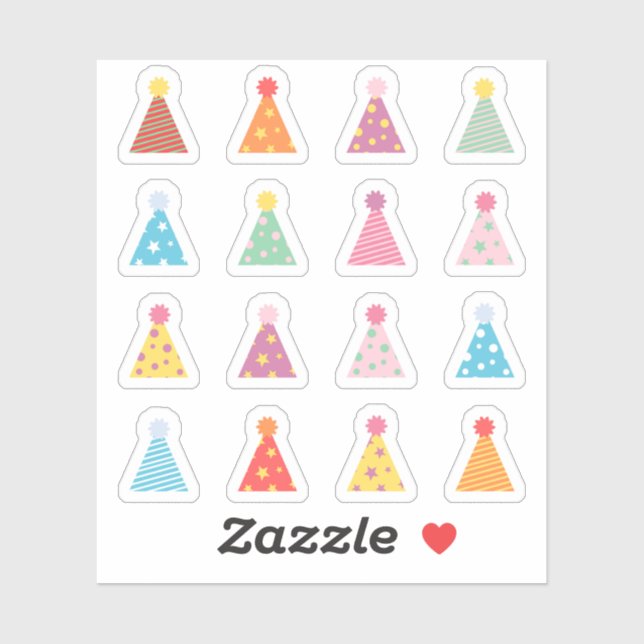 Birthday Party Hats Bday Reminder Bujo Planner  Sticker (Sheet)