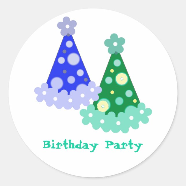 Birthday Party Hats Classic Round Sticker (Front)