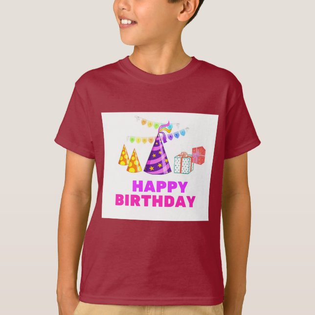 Birthday Party Hats & Gifts Boys T-Shirt (Front)