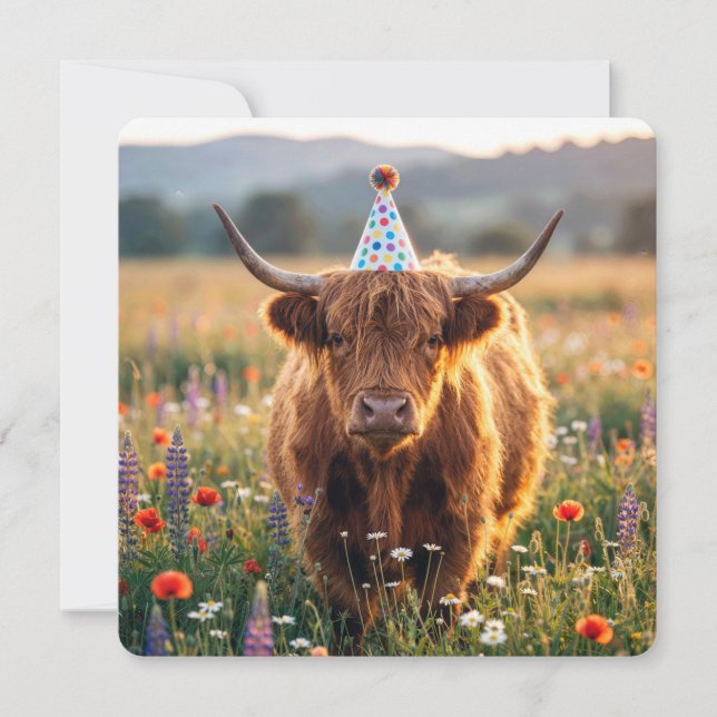 Birthday Party Highland Cow  Invitation (Front)