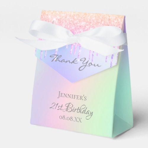 Birthday Party holographic glitter thank you Favor Boxes