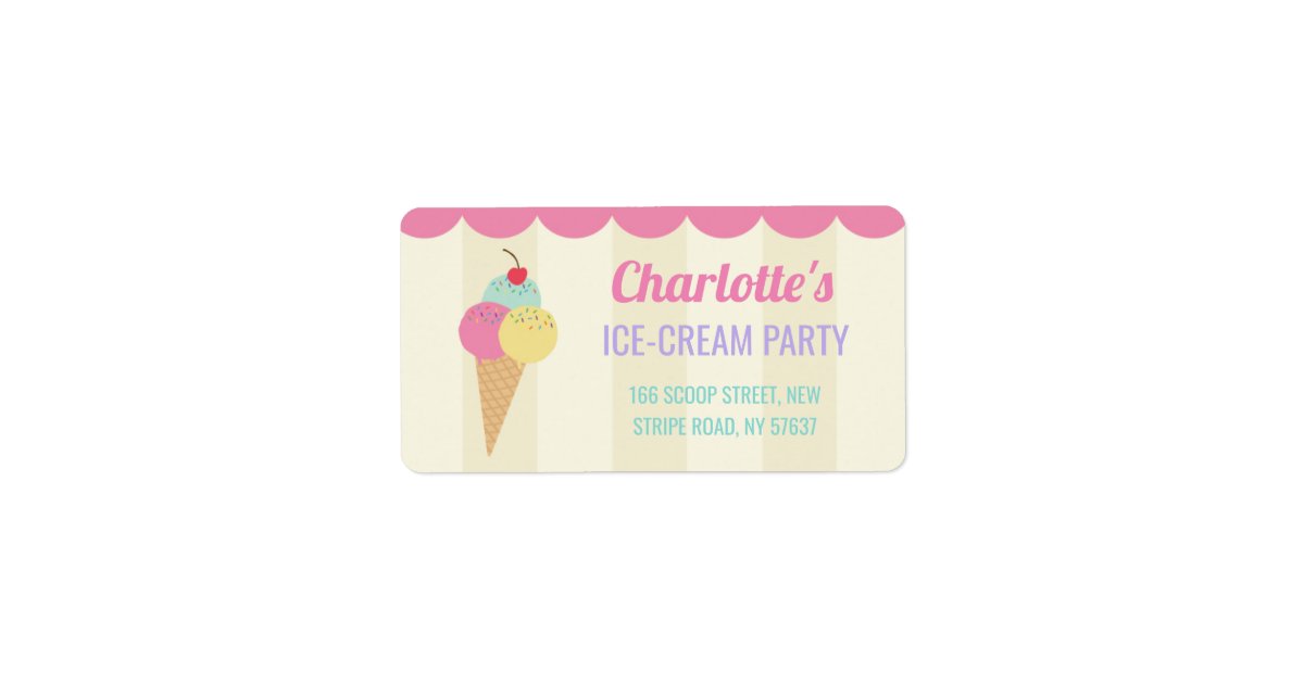 Birthday Party Ice-Cream Parlor Address Labels | Zazzle