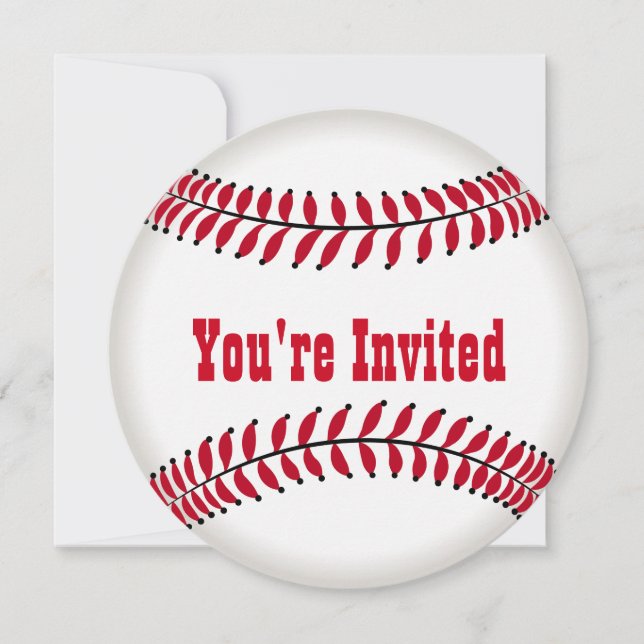 Birthday Party in the Shape of a Baseball Invitation (Front)
