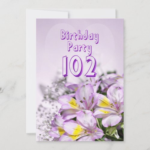 Birthday party invitation 102 years old