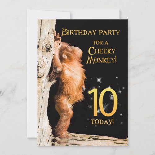Birthday party invitation 10 with orangutan