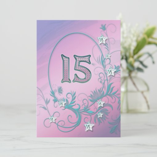 Birthday party invitation 15 years old Zazzle