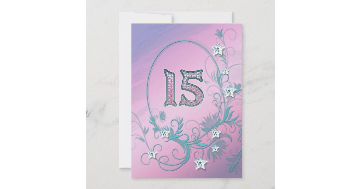 Birthday party invitation 15 years old Zazzle
