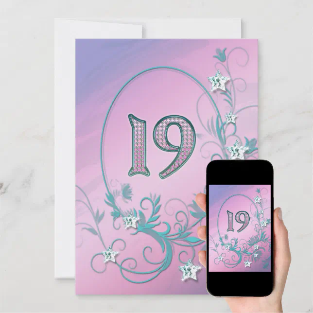 Birthday party invitation 19 years old | Zazzle