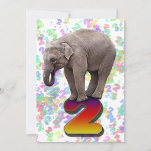 Birthday party invitation 2, with happy elephants