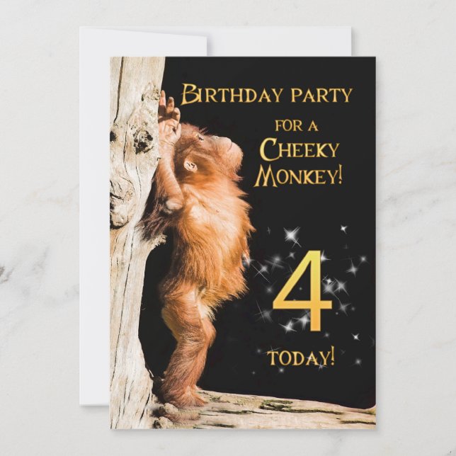 Birthday party invitation 4, with orangutan (Front)