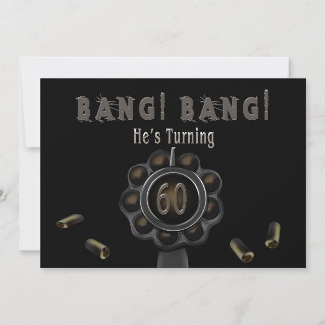 BIRTHDAY PARTY INVITATION - 60TH - BANG! - Pewter (Front)