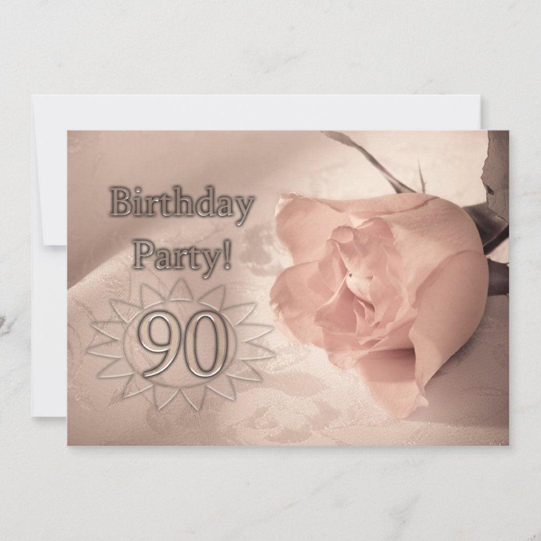 Birthday party invitation 90 years old | Zazzle