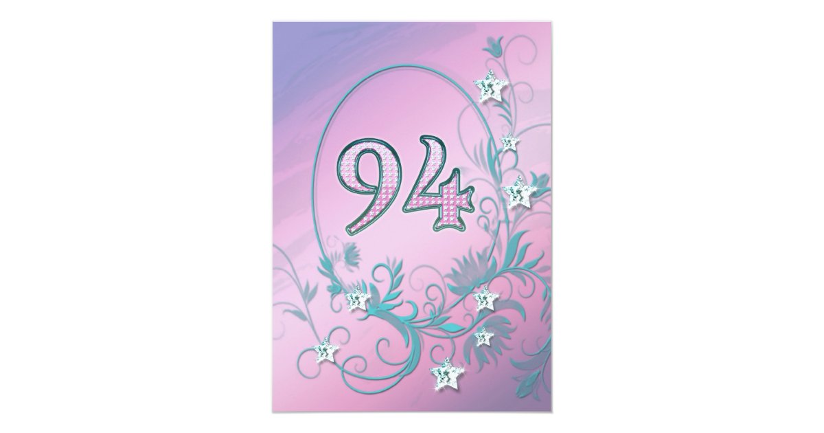 Birthday party invitation 94 years old | Zazzle.com