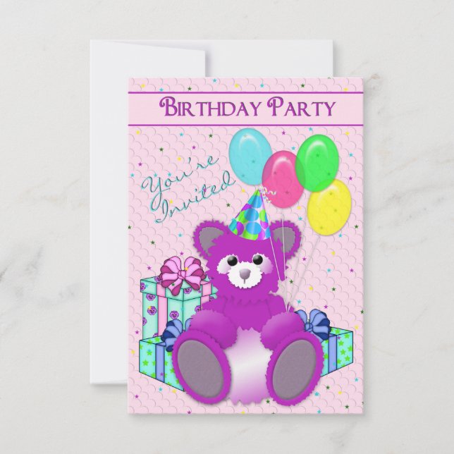 BIRTHDAY PARTY INVITATION - ADD CHILD'S AGE/TEDDY (Front)