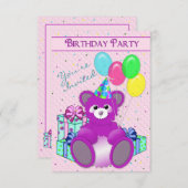 BIRTHDAY PARTY INVITATION - ADD CHILD'S AGE/TEDDY (Front/Back)