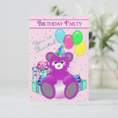 BIRTHDAY PARTY INVITATION - ADD CHILD'S AGE/TEDDY (Standing Front)