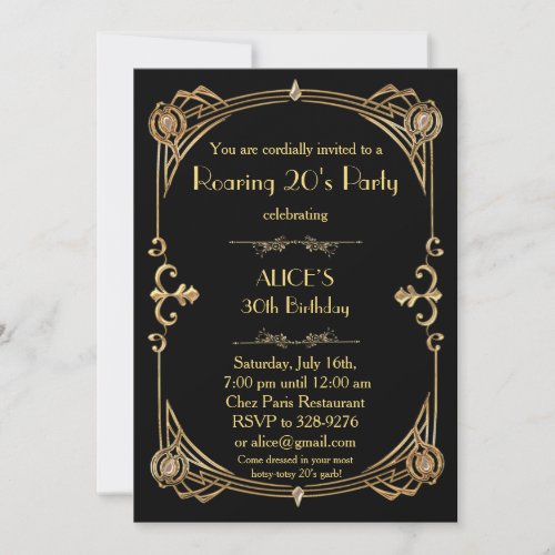 Birthday Party Invitation Any age Art Deco Gatsby