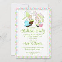 Birthday Party Invitation Boy & Girl Twins d3