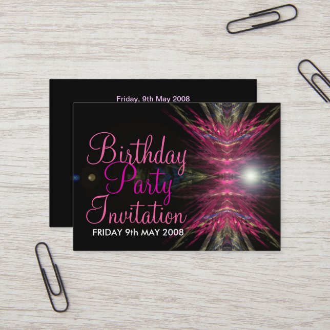 Birthday Party Invitation Card (Front/Back In Situ)
