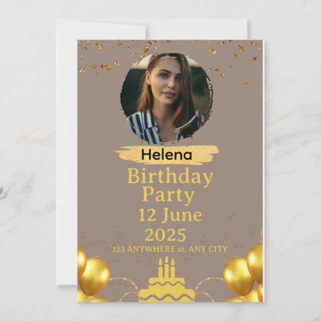 Birthday party invitation card | personalizable  (Front)