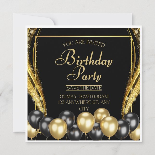 Birthday Party Invitation Card Save The Date (Front)