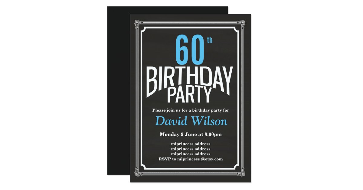 Birthday Party Invitation Chalkboard Background Invitation