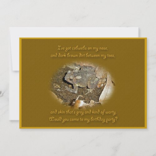 Birthday Party Invitation Common Toad