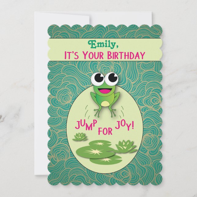 Birthday Party Invitation Cute Frog (Front)