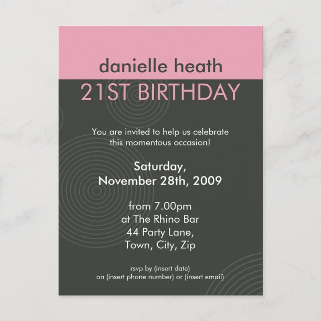BIRTHDAY PARTY INVITATION :: dynamic centric P2 Postcard (Front)