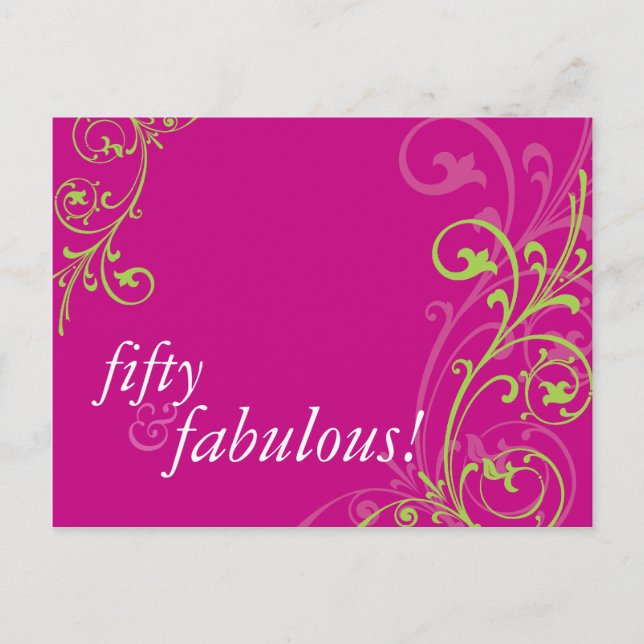 BIRTHDAY PARTY INVITATION :: fabulous 1 Postcard (Front)