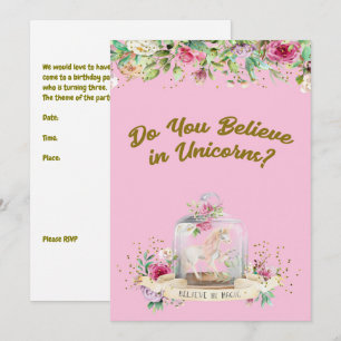 Birthday Party Invitation for 3 yr. Old Girl