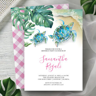 Birthday Party Invitation Girl Sea Turtle