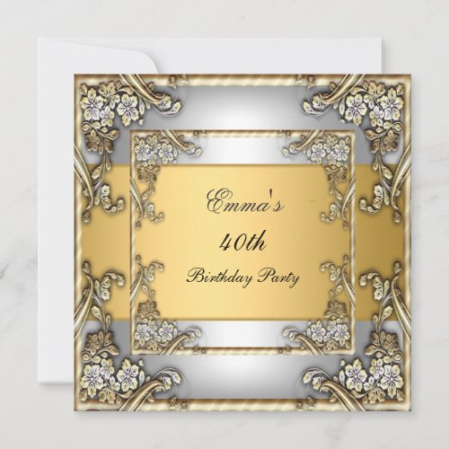 Birthday Party Invitation Gold and Silver