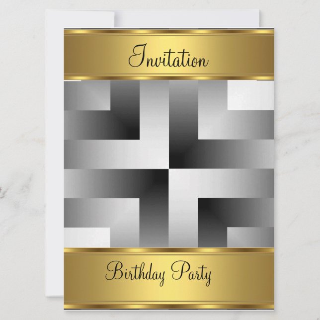 Birthday Party Invitation Gold Birthday Party (Front)