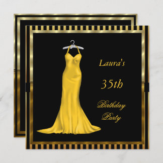 Birthday Party Invitation Gold dress
