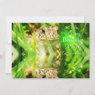 Birthday Party, Invitation, Humor, Frog,Ya Coming? Invitation
