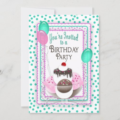 Birthday Party Invitation _ Ice Cream SundaeDots